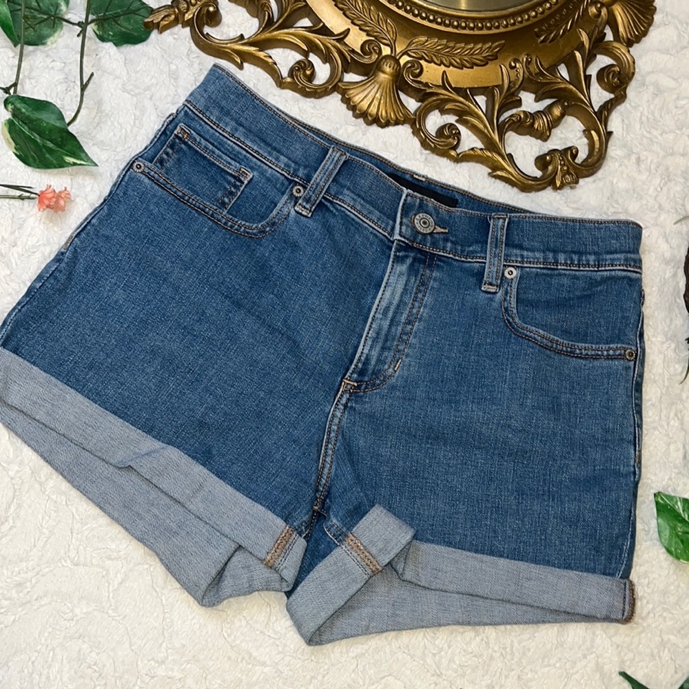 Express Midi Mid Rise Jean Shorts